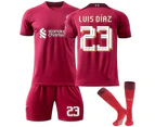 Luis Diaz #23 Jersey Premier League Liverpool 202223 Home Men's Soccer T-shirts Jersey Set Kids Youths