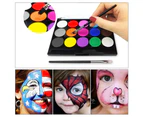 Body Children's Make-Up Colours, 15 Colours Make-Up Palette 2 pens + 4 templates Children's Face Paint Set