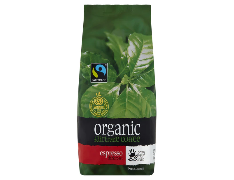 bean ground & drunk Organic Espresso Fairtrade Coffee Beans 1kg