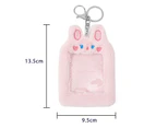 Card Protector Cute Portable Plush Colorful Decorative ID Card Holder Travel Supplies-Pink