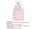 Card Protector Cute Portable Plush Colorful Decorative ID Card Holder Travel Supplies-Pink