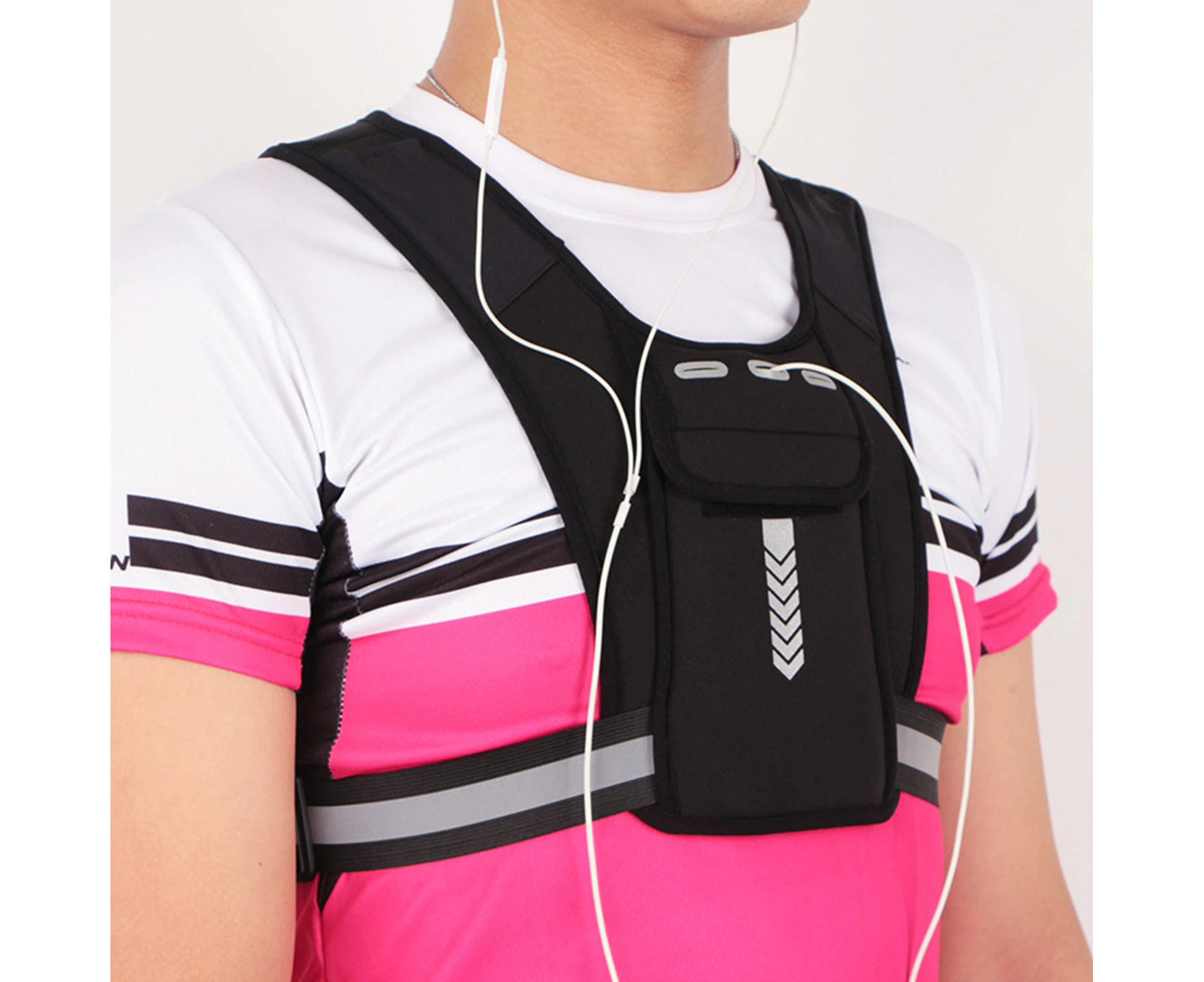 Running Vest Adjustable Universal Multi-function Reflective Running Vest Gear for Cycling Black