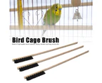 3Pcs Wooden Durable Long Handle Bird Cage Cleaning Brush For Parrots Necessary Supplies