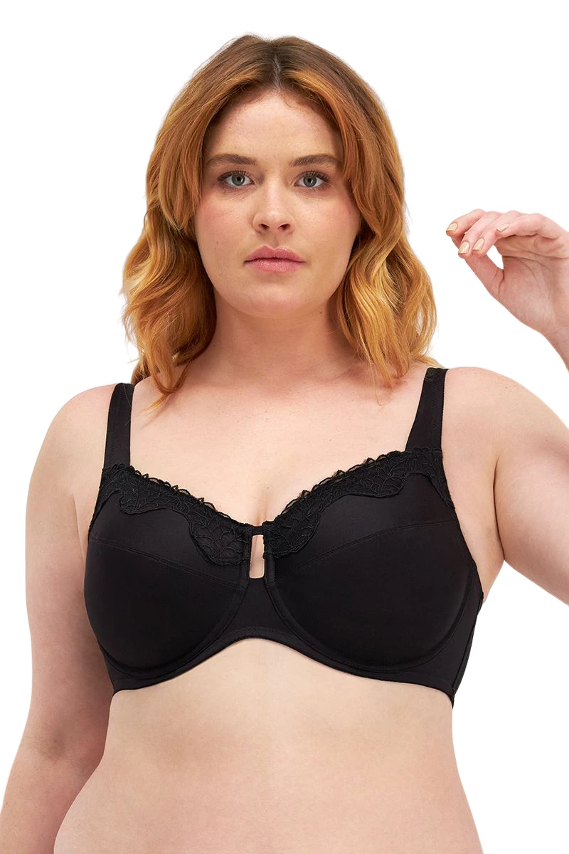 Berlei Womens Luminous Embroidered Minimiser Bra Black Polyester