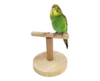 Pet Bird Parrot Wooden Stand Perch Playground Platform Cage Chew Playing Toy-Wood Color Round