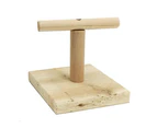 Pet Bird Parrot Wooden Stand Perch Playground Platform Cage Chew Playing Toy-Wood Color Round