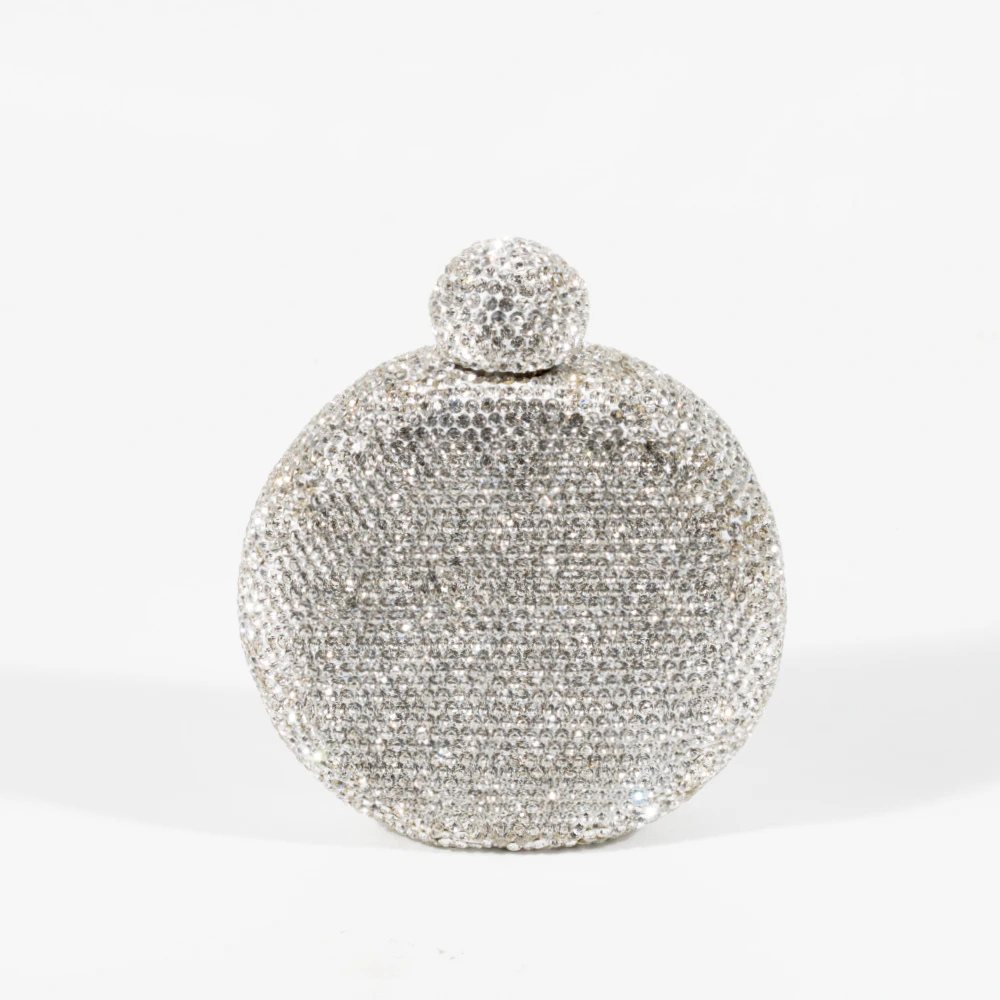 Glitz Round Silver Iridescent Flask