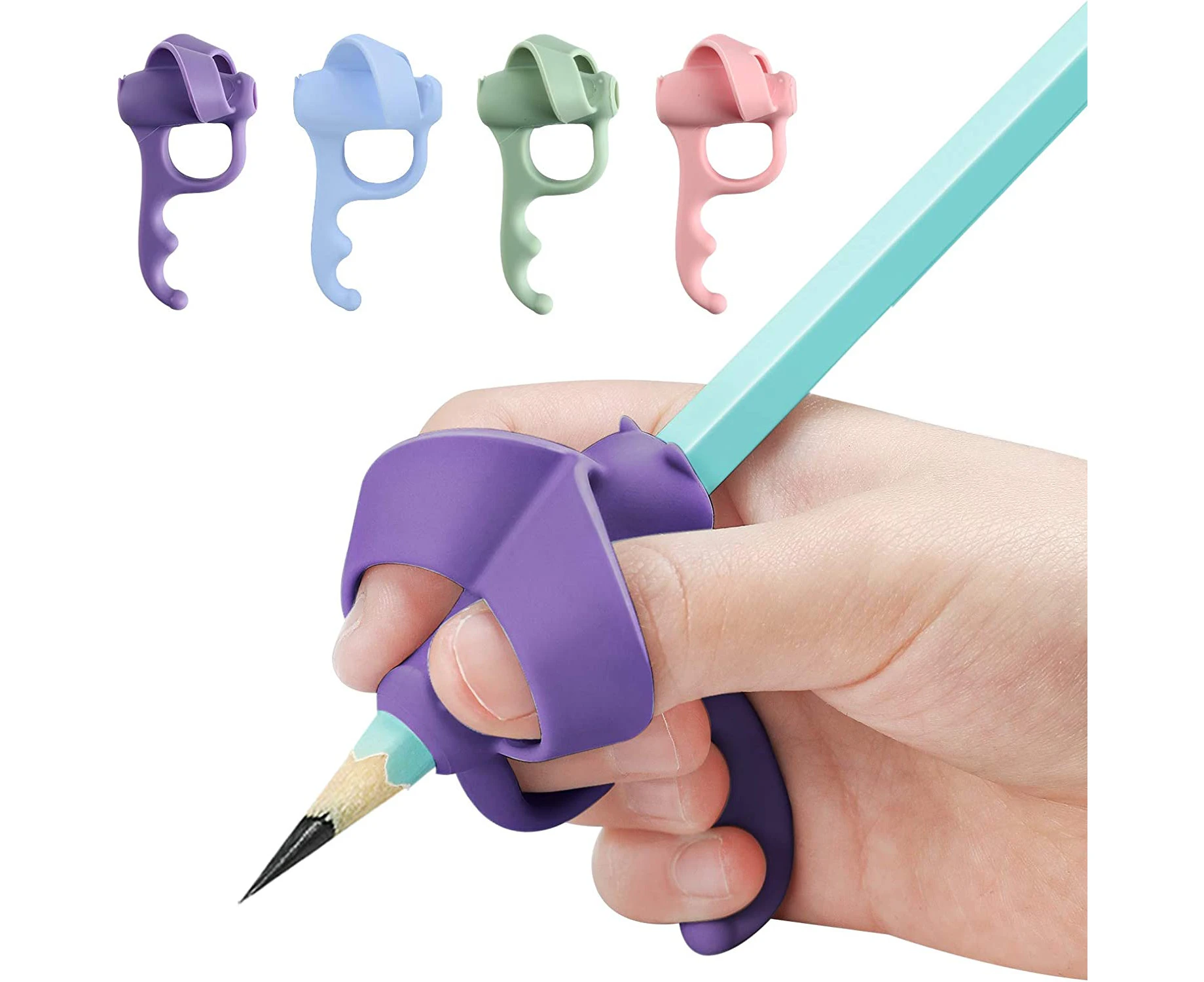 Pencil Grips for Kids Handwriting Ergonomic 5 Fingers Pencil Grippers Posture Correction Writing Aid Grips for Toddler Preschoolers