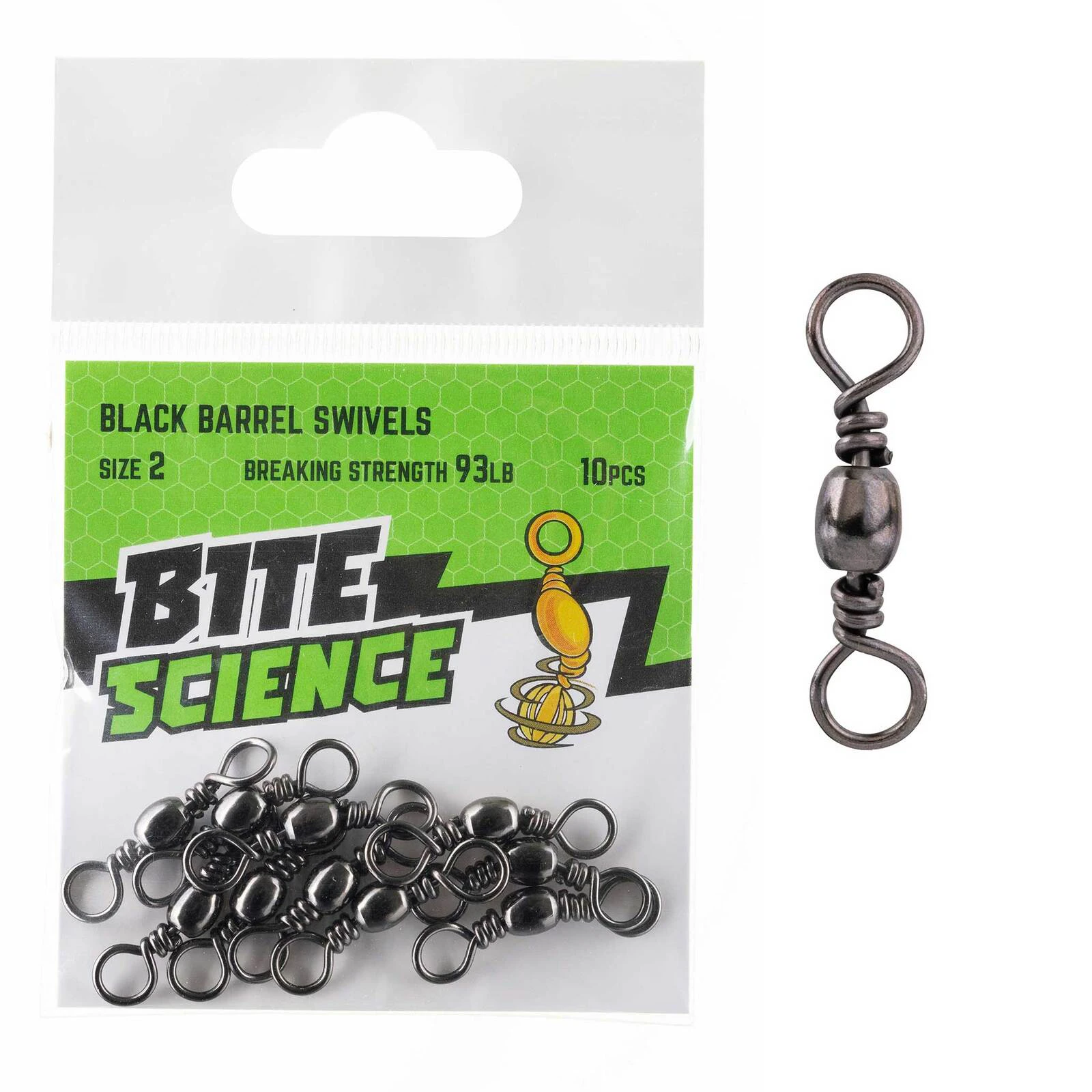 Bite Science Black Barrel Fishing Swivel Pre Pack #2 (93lb)