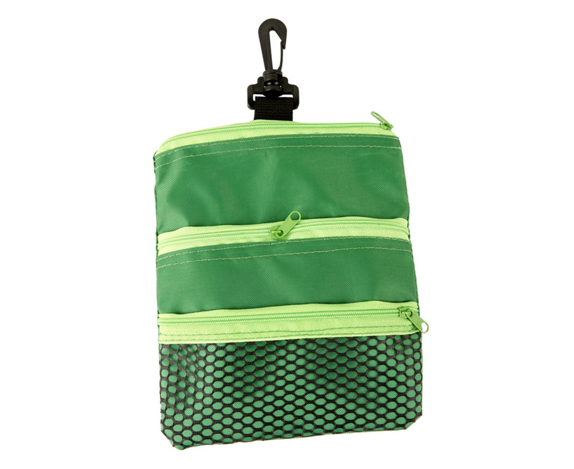 Golf Pouch Multi-pocket Durable Waterproof 360 Degree Swivels Pocket Design Ball Storage Hook Featured Zippered Golf Tee Pouch Bag Golf Accessories Green