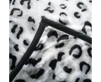 675gsm 2 Ply Animal Print Faux Mink Blanket Queen 200x240 cm Snow Leopard