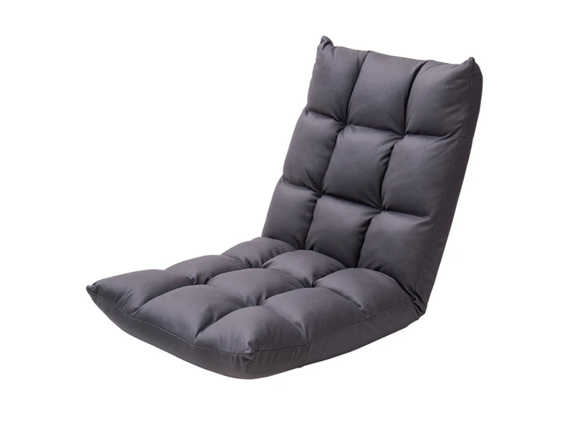 SOGA Grey Lounge Floor Recliner Adjustable Gaming Sofa Bed Foldable Indoor Outdoor Backrest Seat Home Office Decor