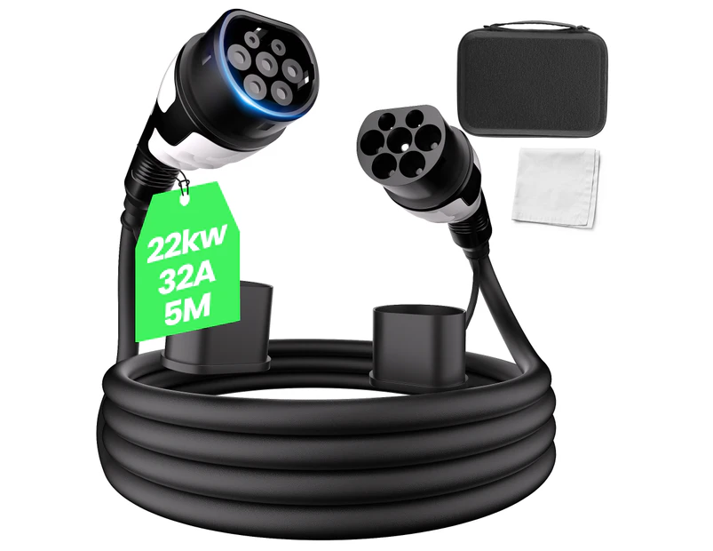 Advwin Type 2 to Type 2 EV Charging Cable 22kW 32A EV Charger 5M Portable Electric Car Charger