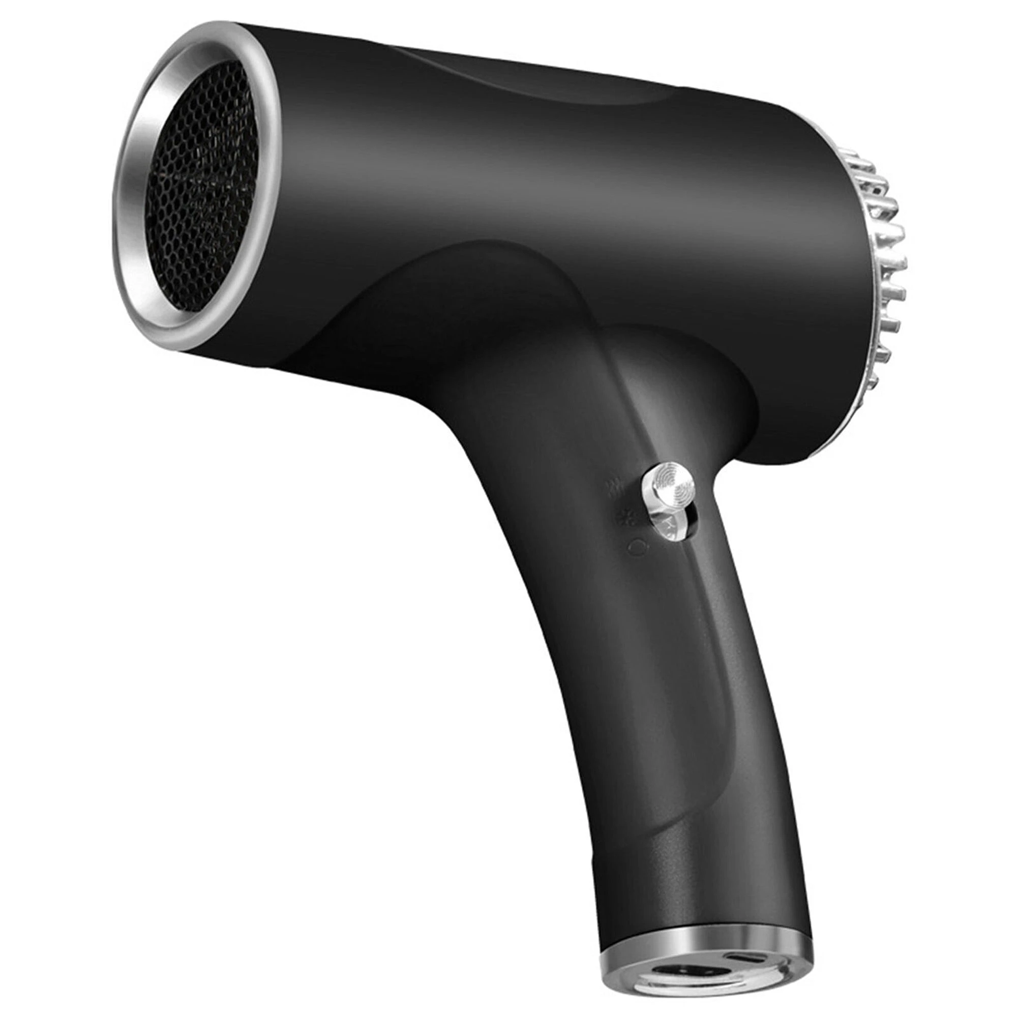 Portable Rechargeable USB Cordless Ionic Hair Dryer Versatile Hairdressing Tools - Black