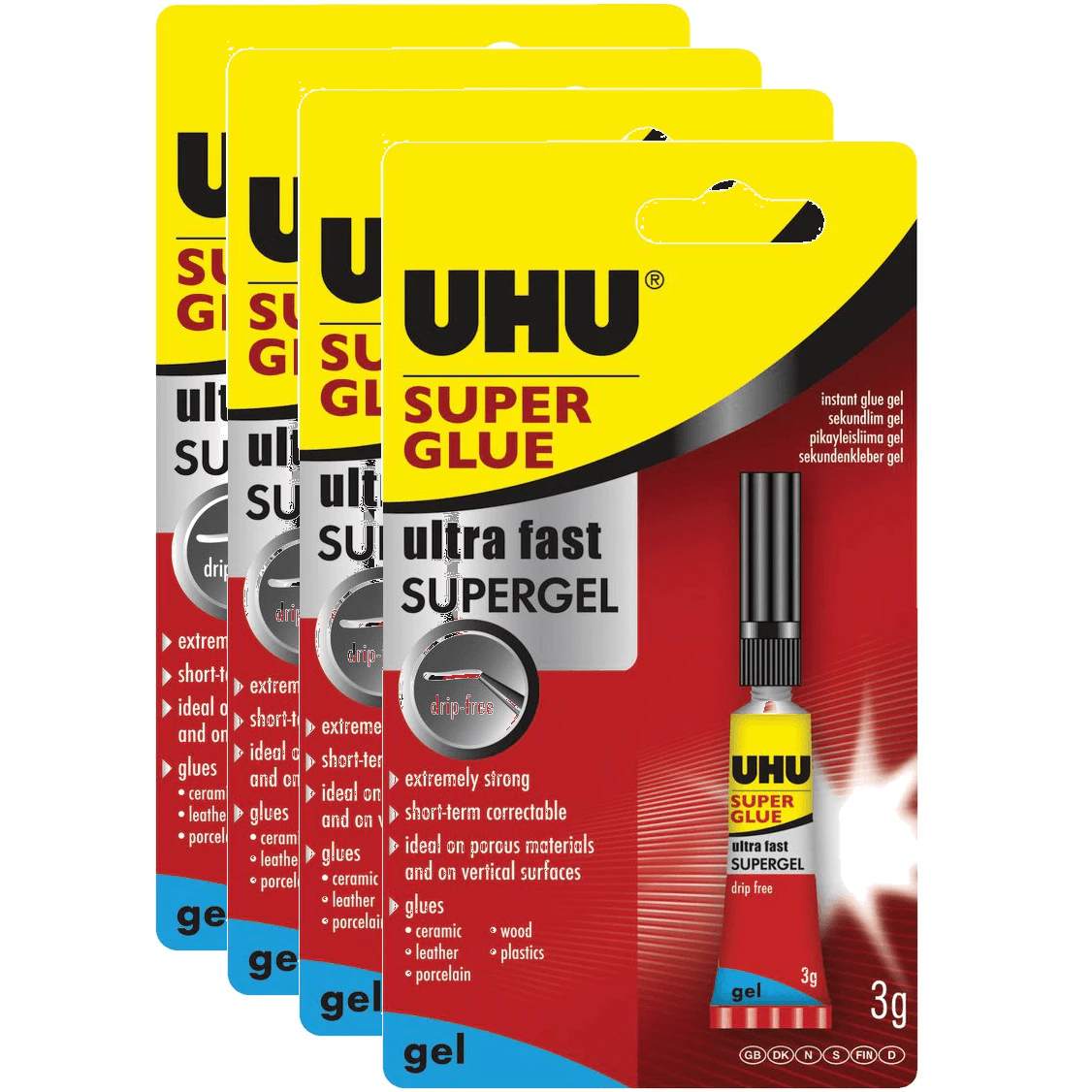 4x Uhu Instant Gel Super Glue 3g Ultra Fast