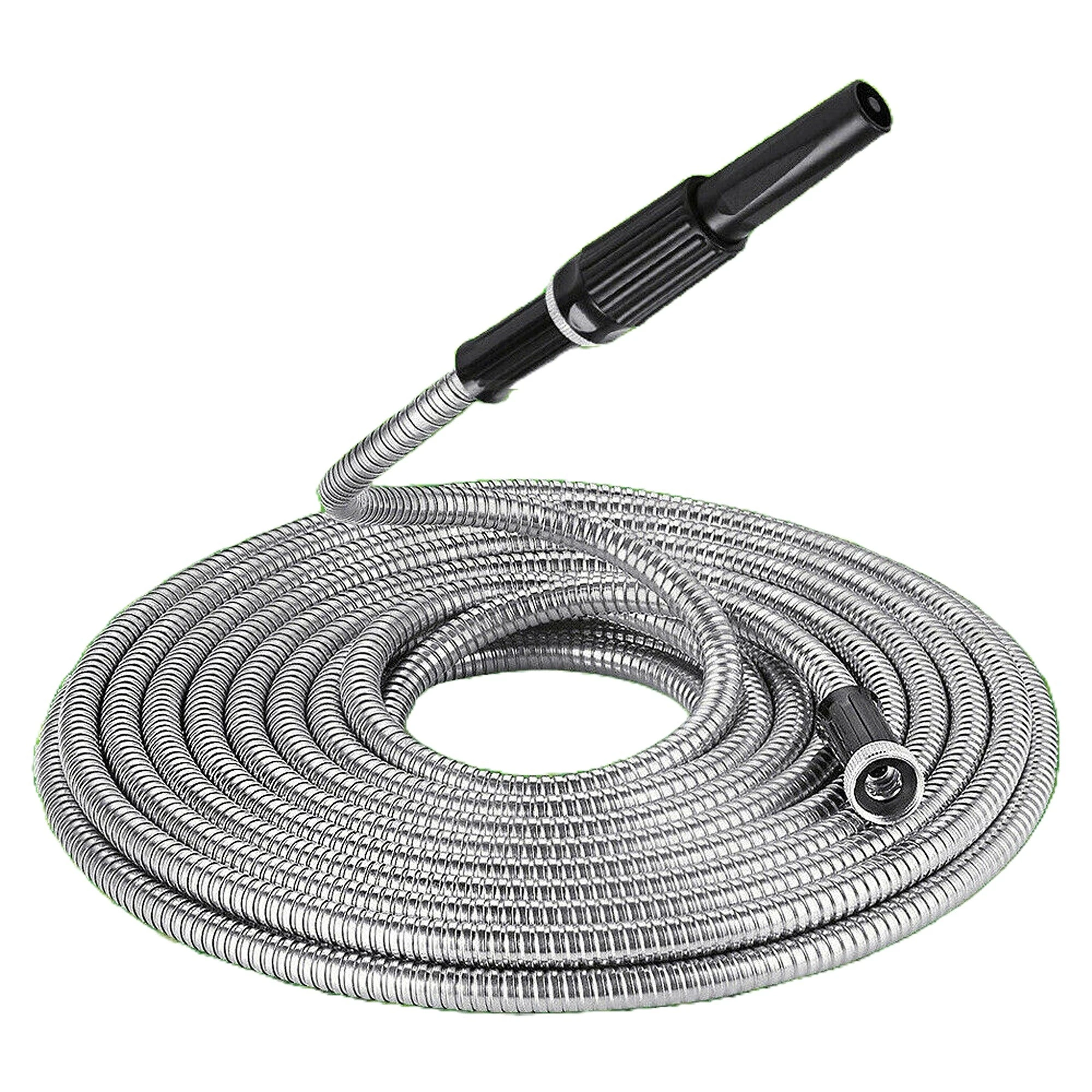 Metal Garden Hose Water 25 50 75 100FT Flexible Lightweight Pipe Stainless Steel