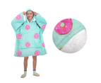 Blanket Hoodie with Sherpa Reverse Aqua Donuts