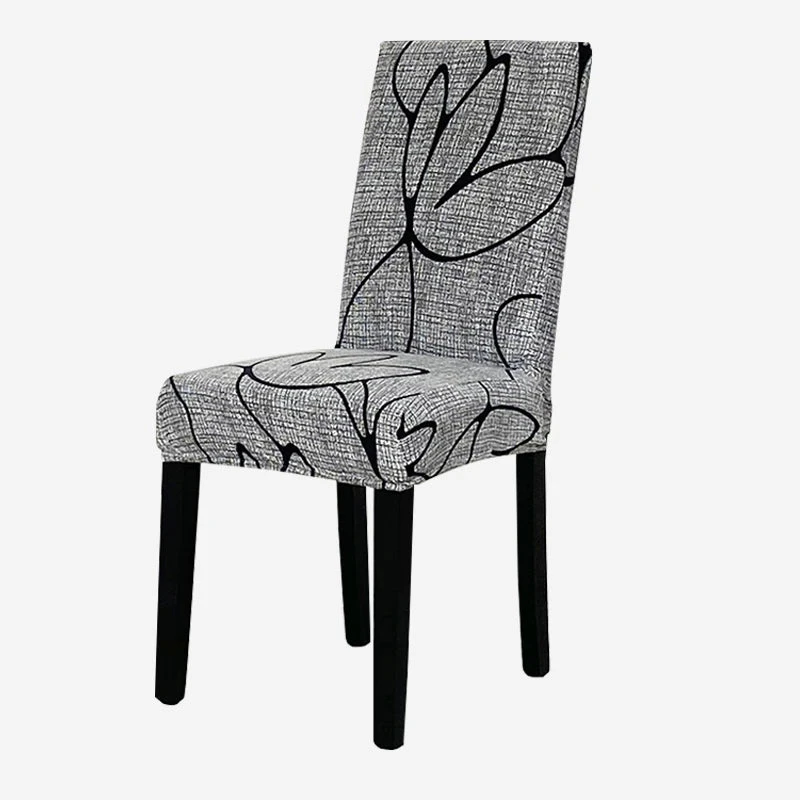 Anyhouz Chair Cover Grey Simple Floral Design with Anti-Dirt and Elastic Material for Dining Room Kitchen Wedding Hotel Banquet Restaurant