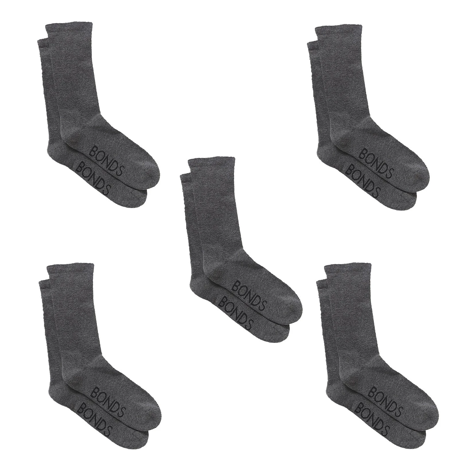 5 Pair Bonds Very Comfy Circulation Crew Cushion Business Grey Bulk Mens Socks