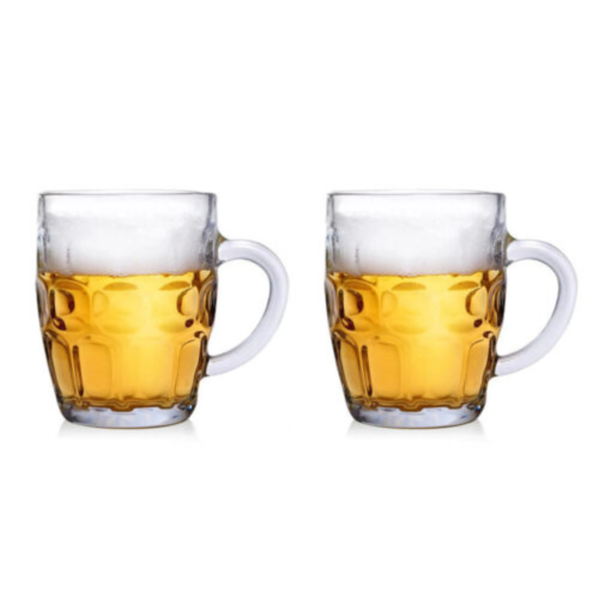 Beer Mug Thick Glass Handle Drinking Party Beverage Wine Cup 560ml - 2pcs