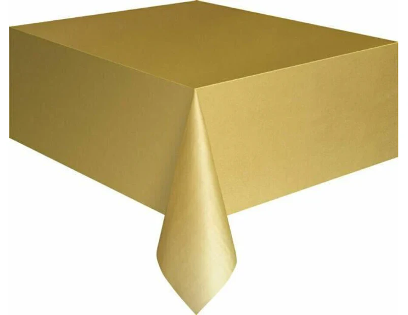 Plastic Table Cloth Colour Rectangle Cover Birthday Party Tablecover - Gold