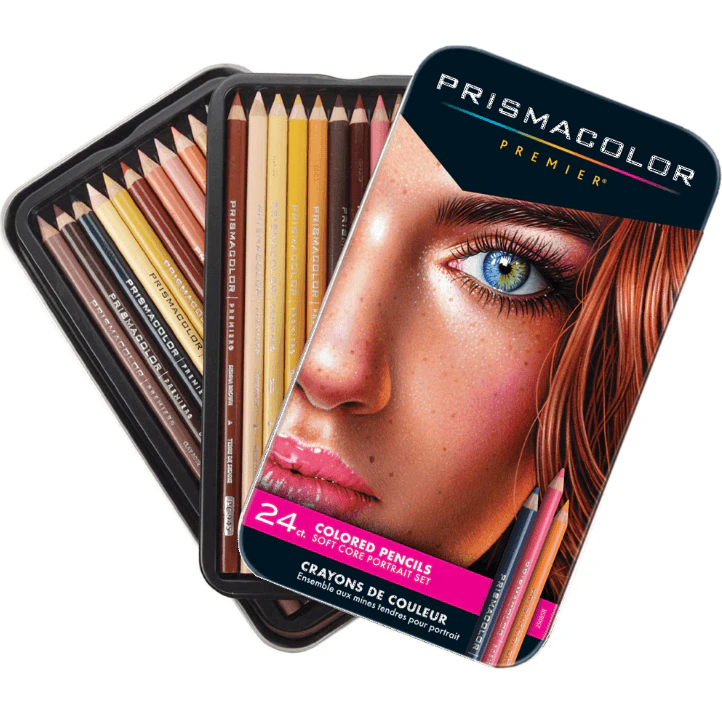 Prismacolor 24 Premier Portrait Colour Pencils Tin Skin Tones