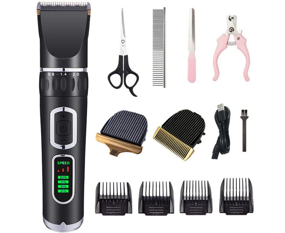 Dog Clipper Low Noise Low Vibration LED Screen Indicate Dog Pet Grooming kit USB Charge Small Medium Large Dog Hair Clippers