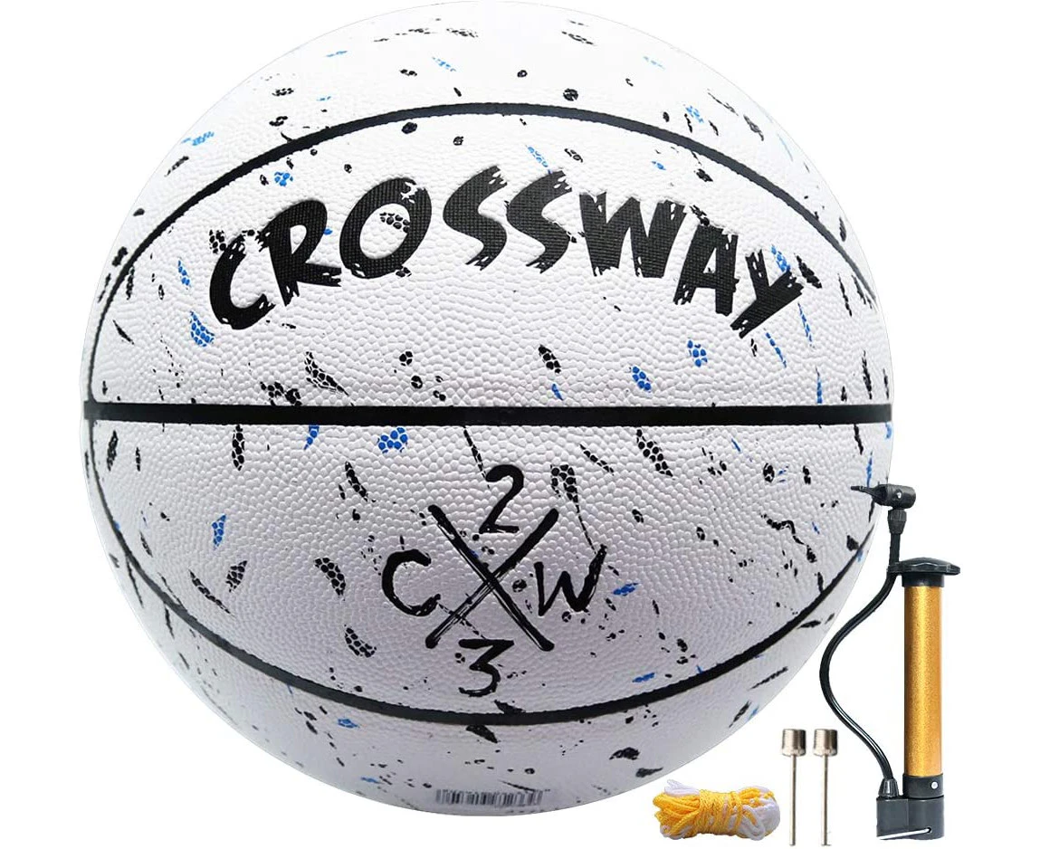 Street College Basketball Size 5-6-7 Indoor Outdoor Basketball 27.5", 28.5", 29.5" Composite PU Basketballs for - White