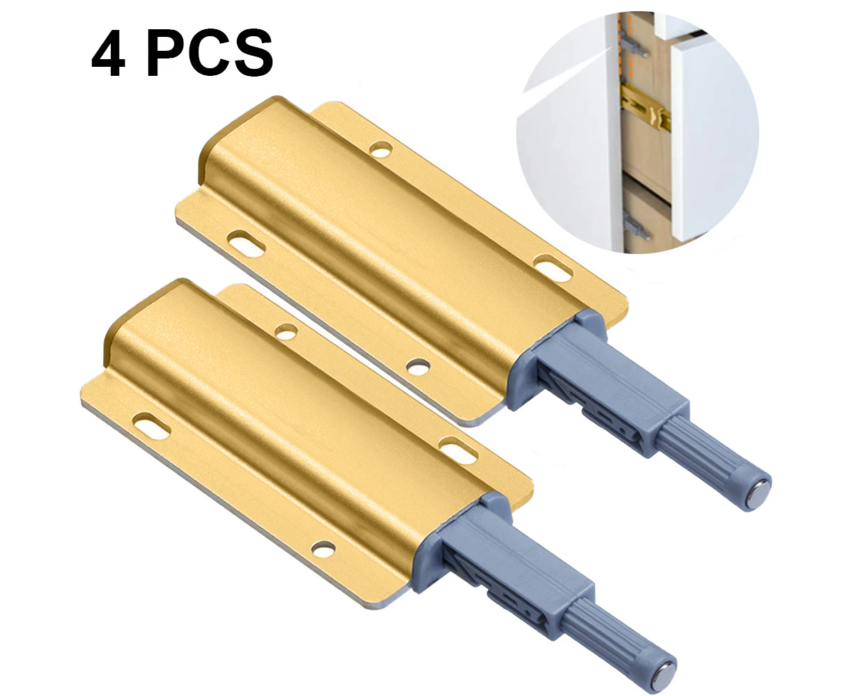 Push to Open Door Latch 4 Pack Magnetic Push Latches Heavy Duty for Cabinets Touch Latches Kitchen Door Push Release Latch - Gold