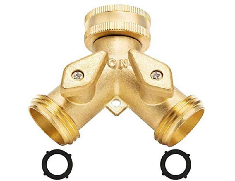 Garden Hose Splitter 2 Way-Heavy Duty Solid Brass Hose Y Splitter