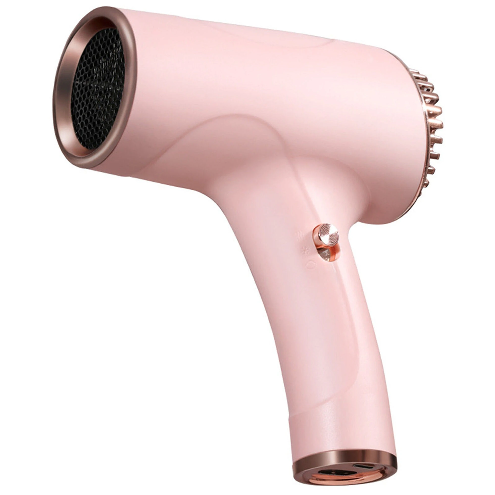 Portable Rechargeable USB Cordless Ionic Hair Dryer Versatile Hairdressing Tools - Pink