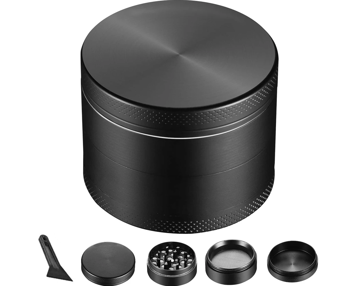 1 pieces 5cm wide grinder 4-layer spice grinder zinc alloy grinder black