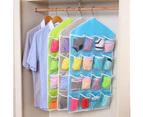 16 Grid Multilayer Clothes Underwear Socks Storage Bag Hanging Collection Pouch-Grey