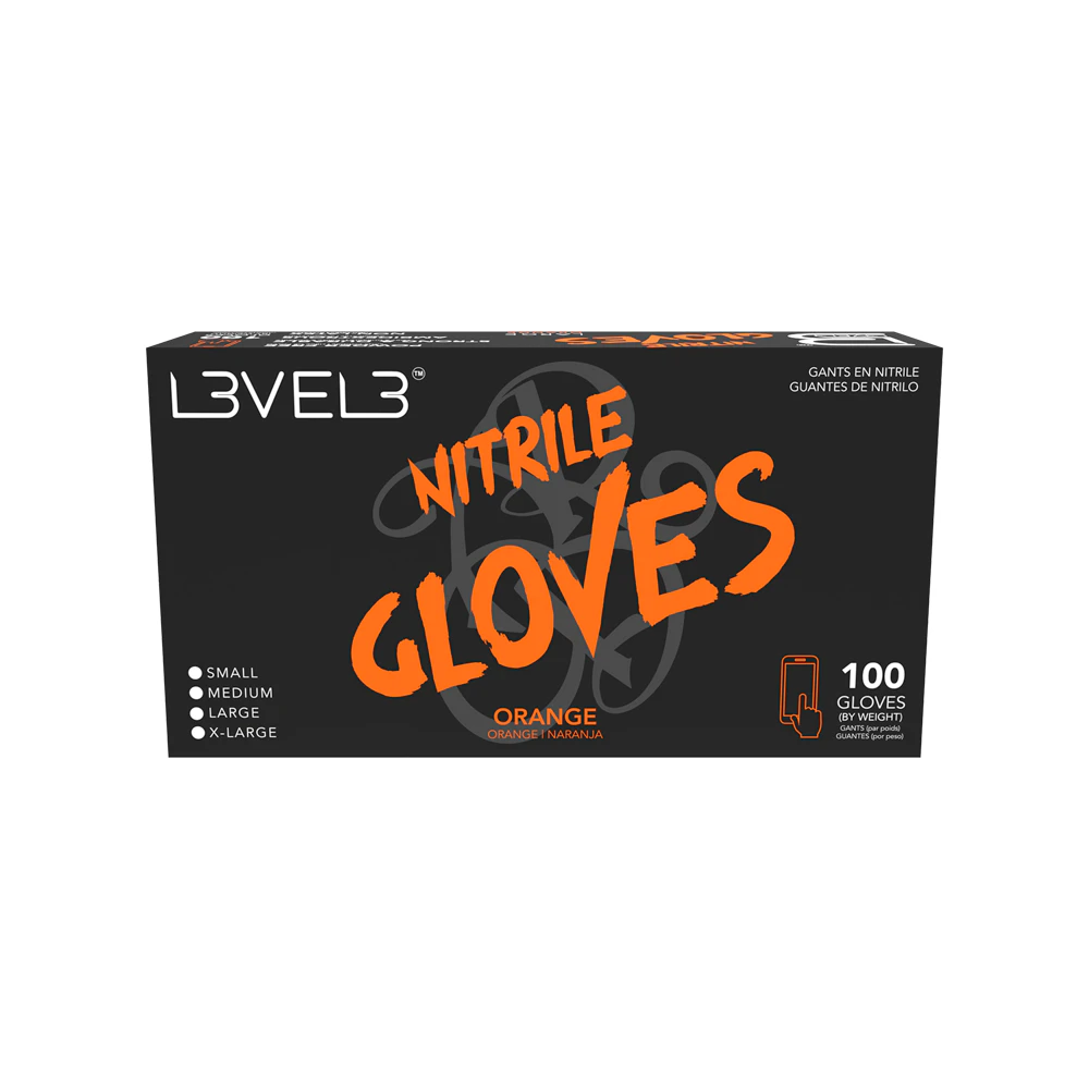 L3VEL 3 Nitrile Gloves - Orange 100pk - Medium