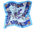 Anyyou Scarf for Women Floral Peony Ocean Blue Print Square Silk Shawl For Summer Spring And Fall