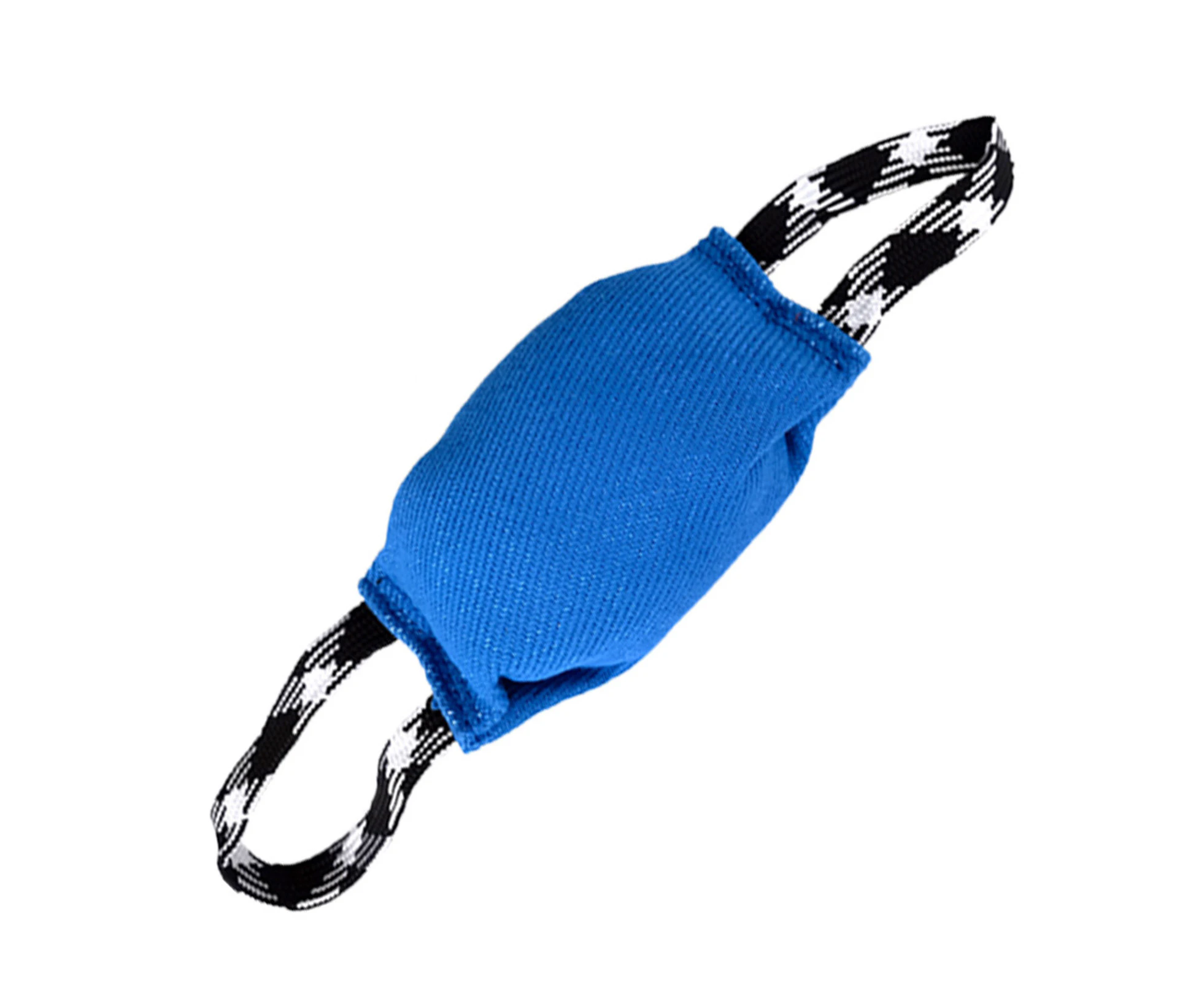 Dog Bite Sleeve Stick with 2 Rope Handles Teeth Grinding Chewing Toy Pet Dog Training Flax Sleeve Stick Toy Dog Supplies-Blue