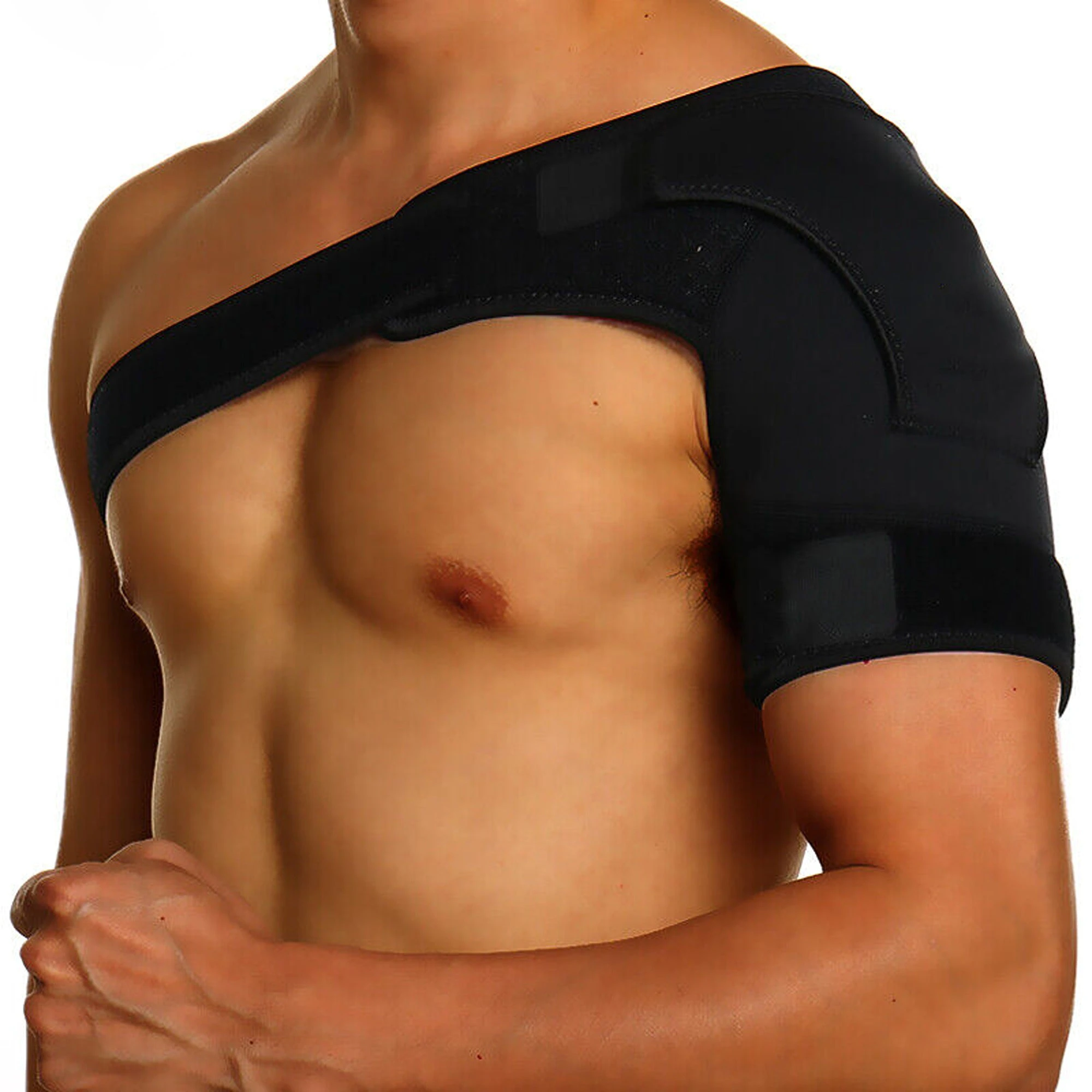 Shoulder Brace Rotator Cuff Support Therapy Belt Sleeve Men Unisex - Black