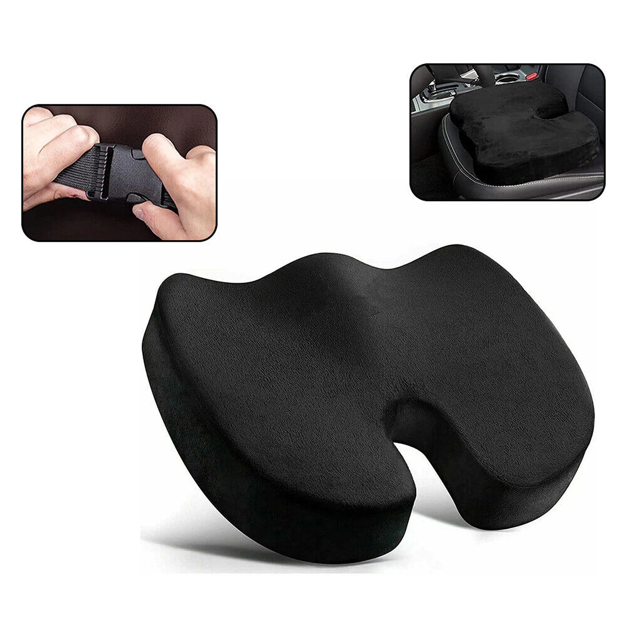 Orthopedic Memory Foam Seat Cushion Lumbar Back Support Pillow - Black Back Cushion