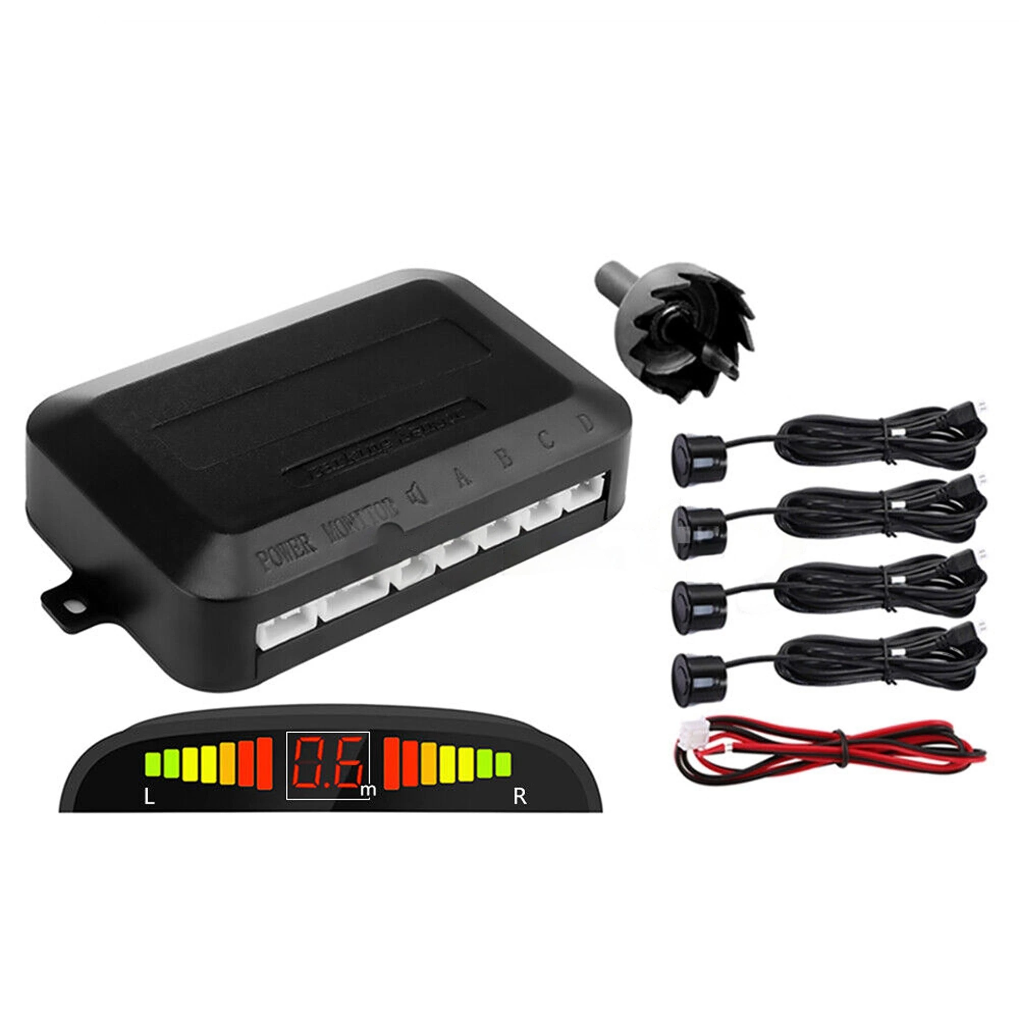 LED Reverse Backup Radar Display 4 Parking Car Parking Sensor System Kit