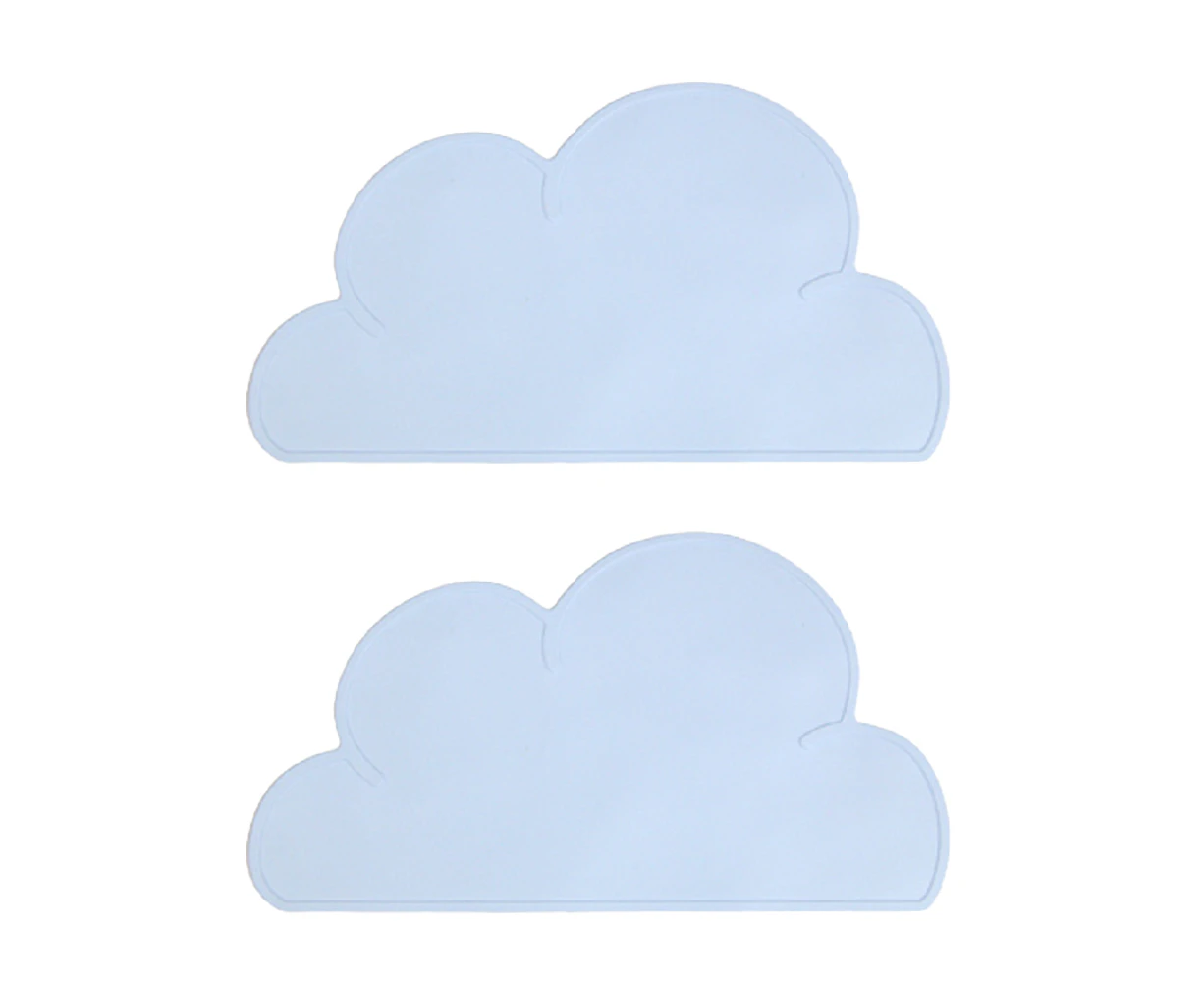 Kids Placemat - Silicone Cloud Shape Placemat Non Slip Placemat for Baby Toddlers,Reusable Placemats - Light blue