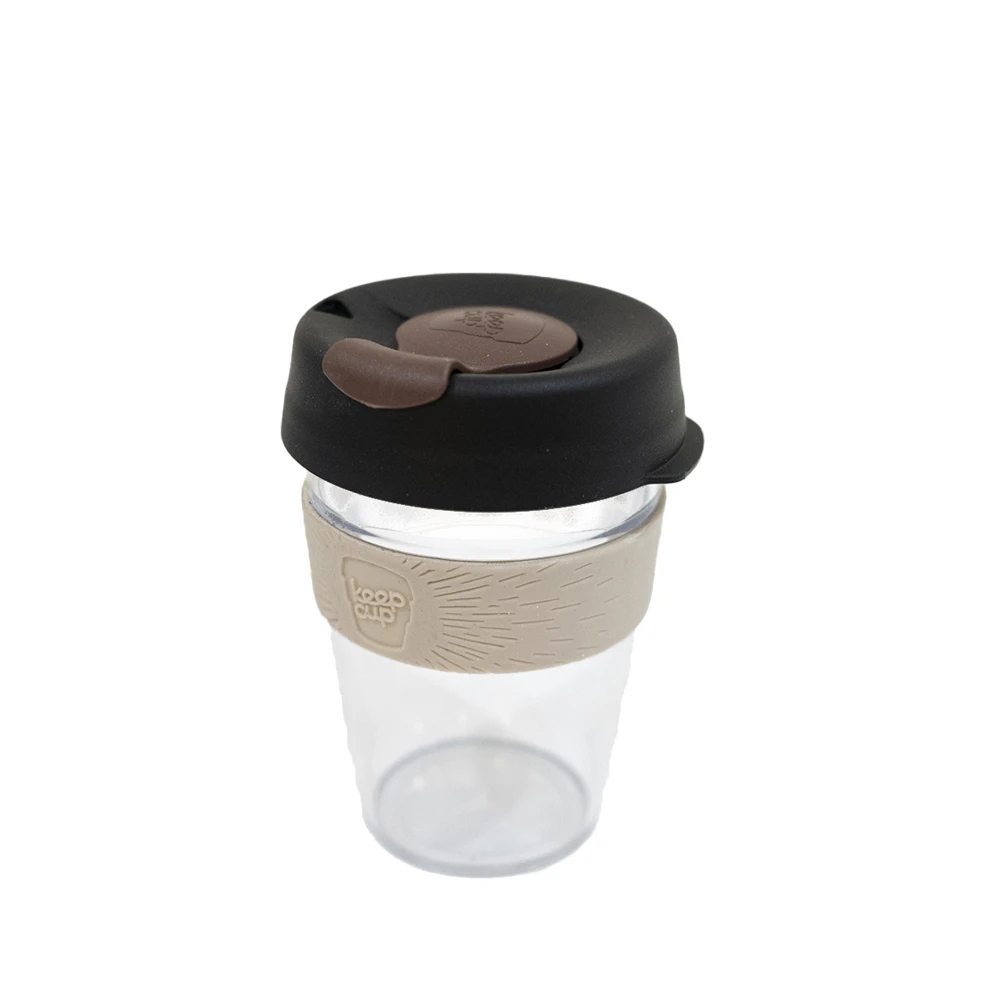 KeepCup Original Clear 340ml Tritan Cup Travel Drink Mug w/ Black Lid/Brown PG