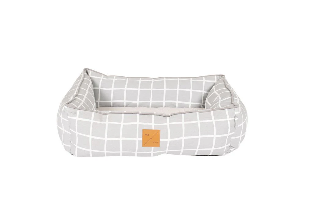 Mog & Bone Bolster Dog Bed Grey Check Print Medium