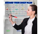 Magnetic Acrylic Board Monthly Weekly Fridge Reusable Planner Includes 6 Dry Erase Markers Clear Planning Boards, 43W x 30H cm
