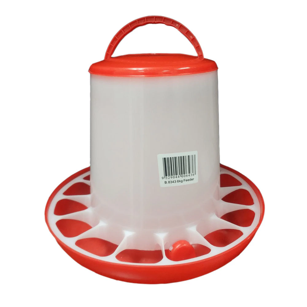 PLASTIC POULTRY FEEDER 6KG RED & WHITE