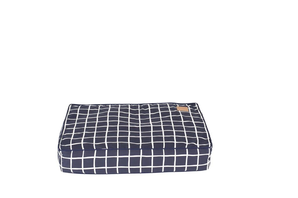 Mog & Bone Classic Cushion Dog Bed Navy Check Print Medium