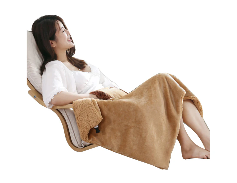 Multifunctional Winter Warm USB Heated Electric Blanket Home Office Travel Rug-Camel