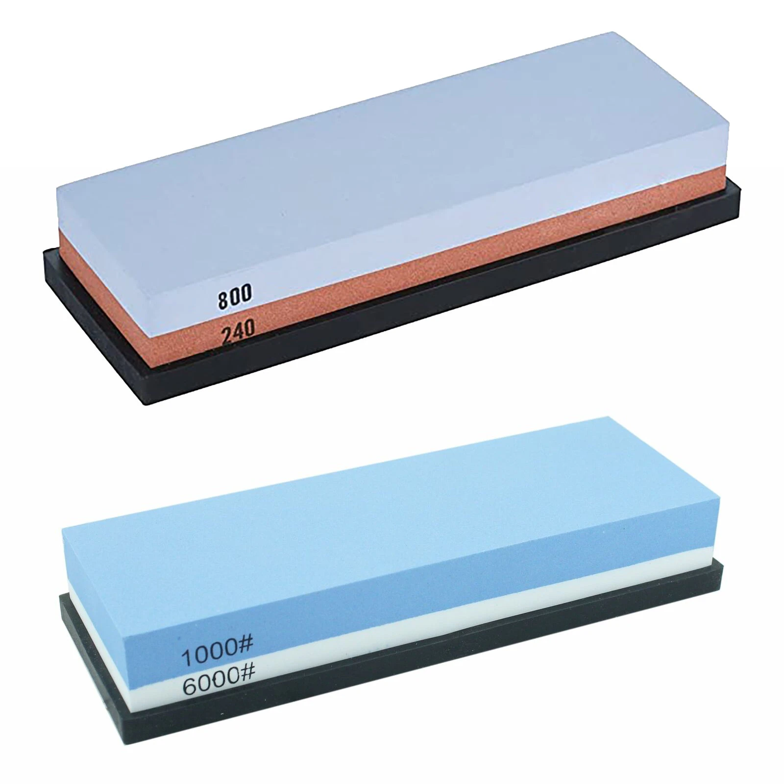 240/800+1000/6000 Dual Whetstone Set Knife Sharpening Water Stone Wet Sharpener with Non-Slip Stand Holder