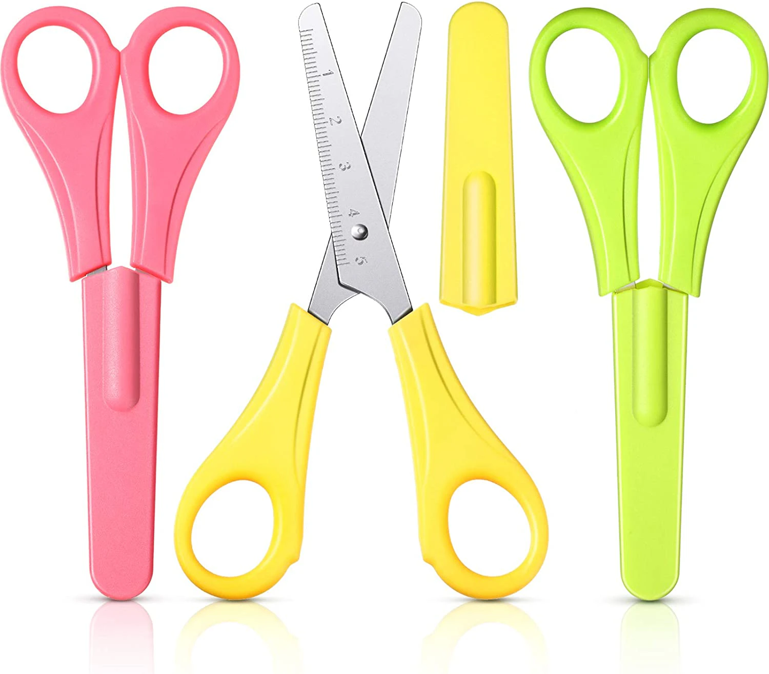 Kids Safety Scissors Children Handle Pre-school Training Scissors Plastic Safety Handmade Scissors with Spring （Pack of 3）