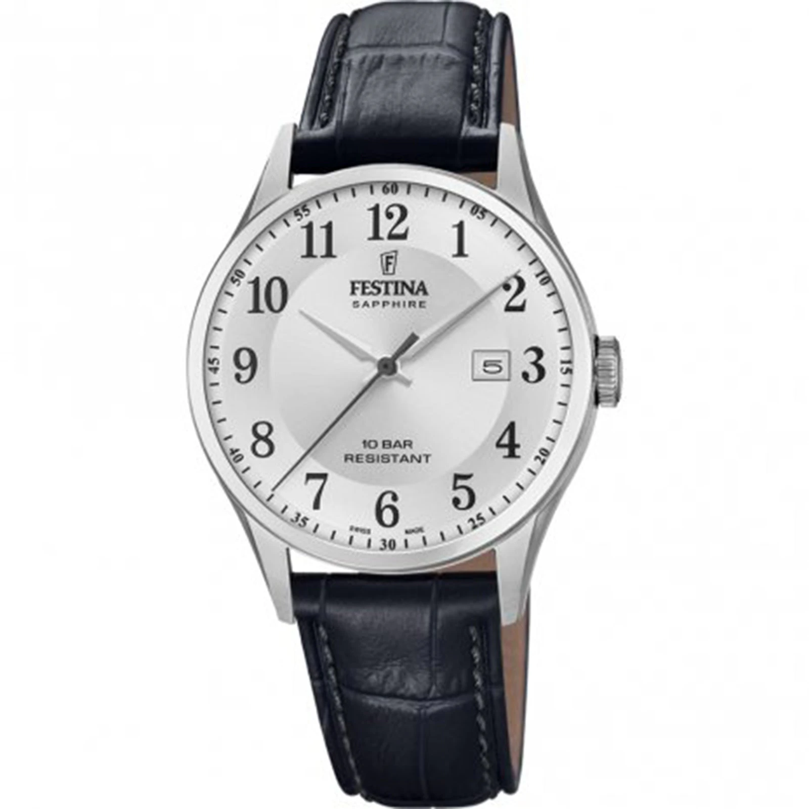 Festina Swiss Silver Dial Black Watch