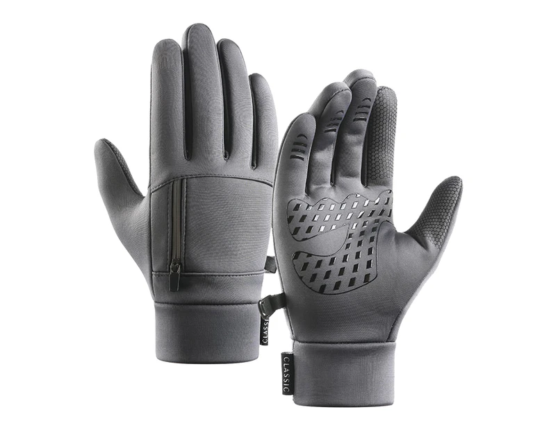 1 Pair Practical Anti-slid Warm Gloves Warm-keeping Windproof Fabric Sport Gloves for Unisex-M Style2